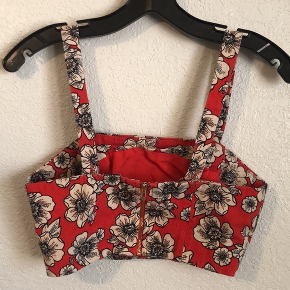 Forever 21 Floral Print Crop Top- Red/White - Picture 3 of 5